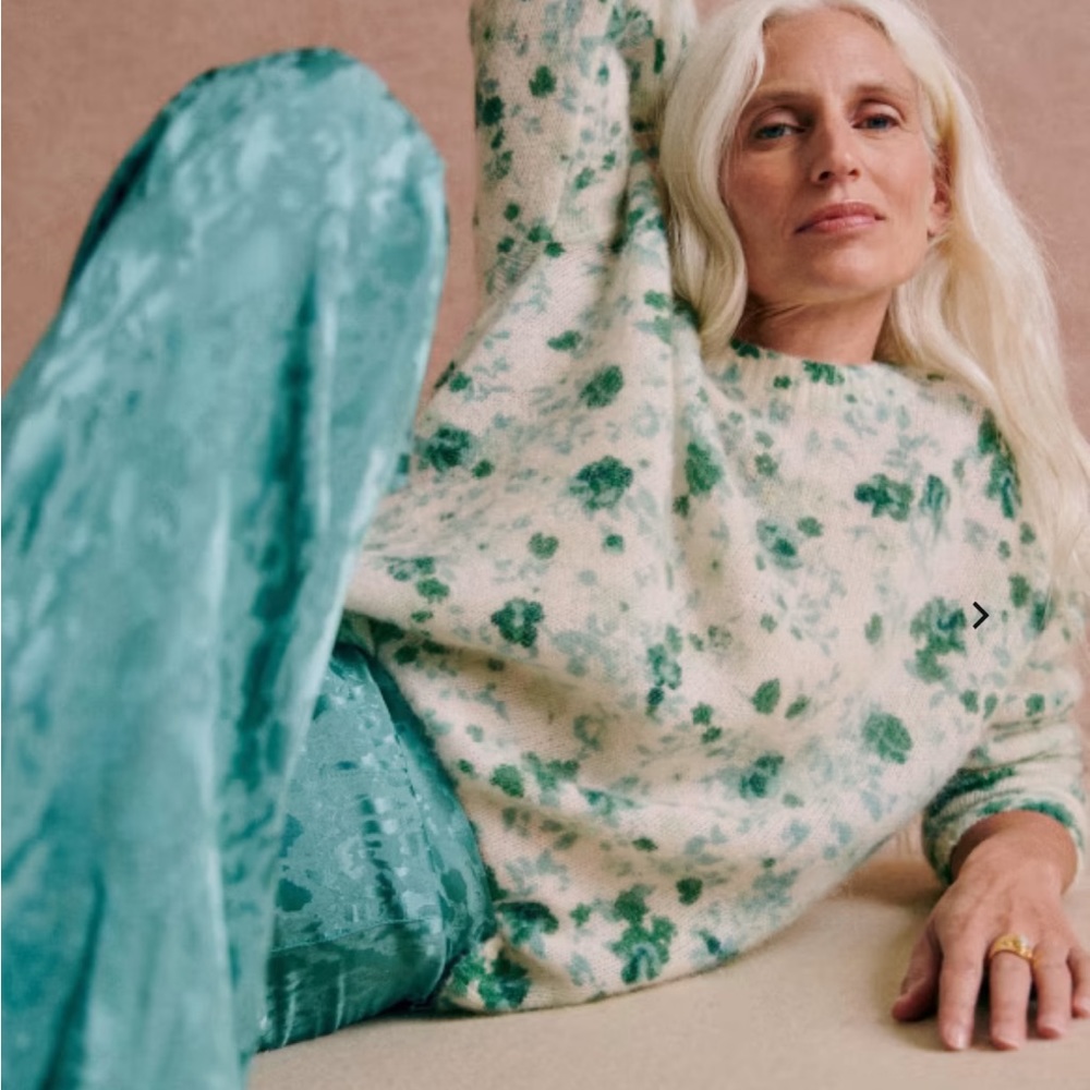 Sezane Amaya Jumper in Green Peonies - Size XS - NWOT